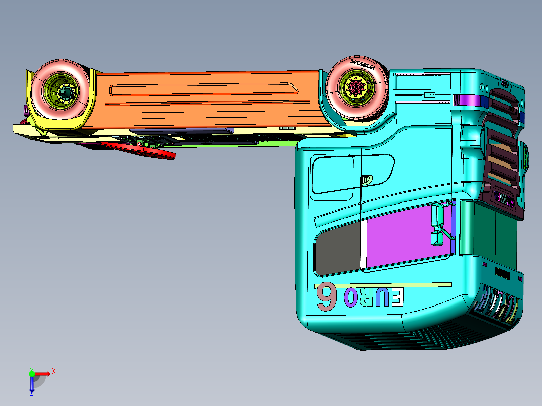 拖板卡车斯堪尼亚俯视图