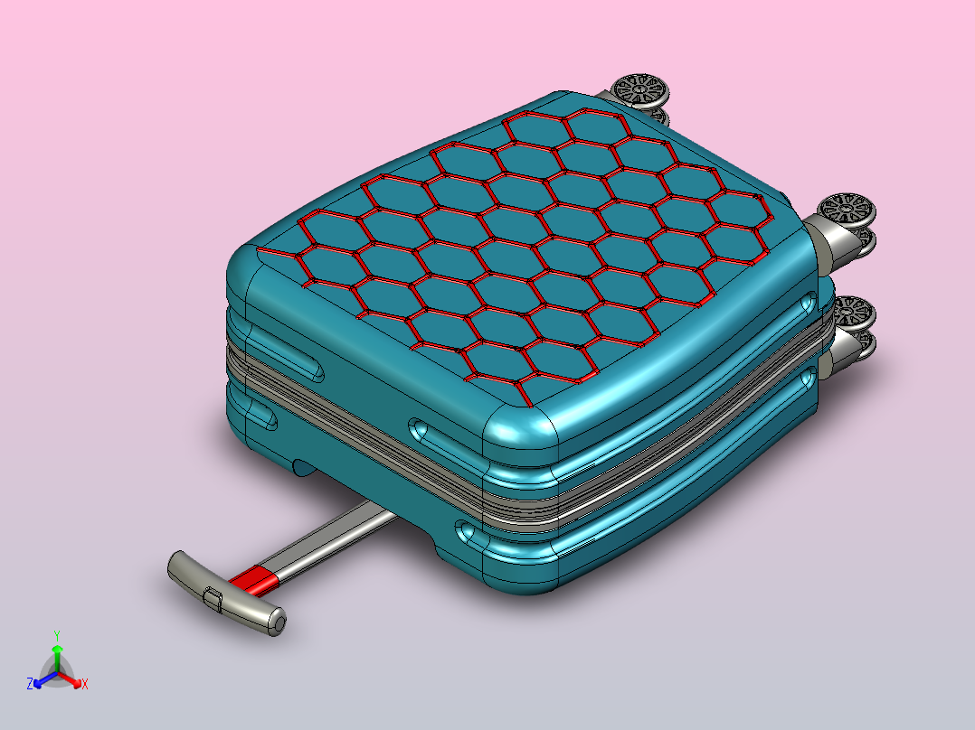 蜂窝纹行李箱模型主视图