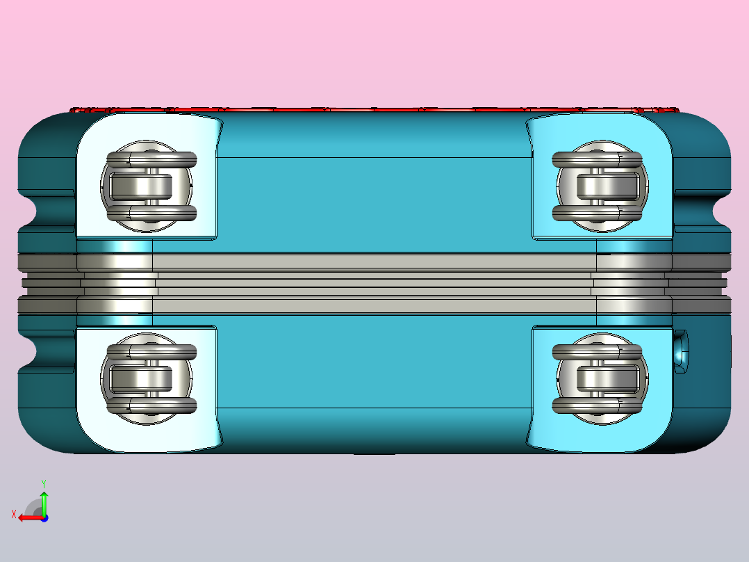 蜂窝纹行李箱模型后视图