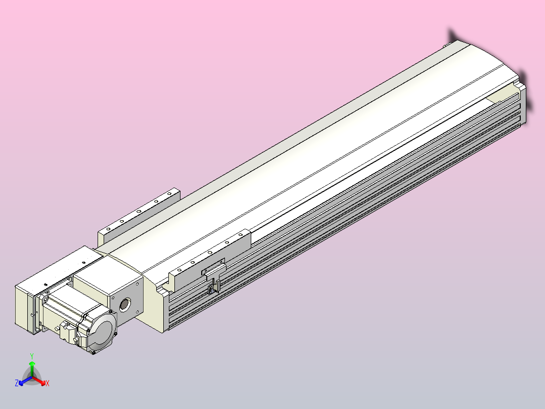 皮带直线轴半封闭可选导轨TPA-HNB-202D-140-L600-ML-Y-P75-N3正等轴测图