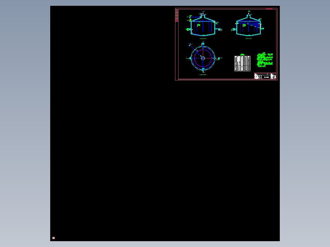 厌氧一级消化池cad图纸平面剖面cad图纸 厌氧一级消化池三视图