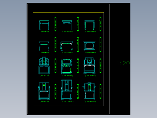 CAD建筑常用中式家具图块