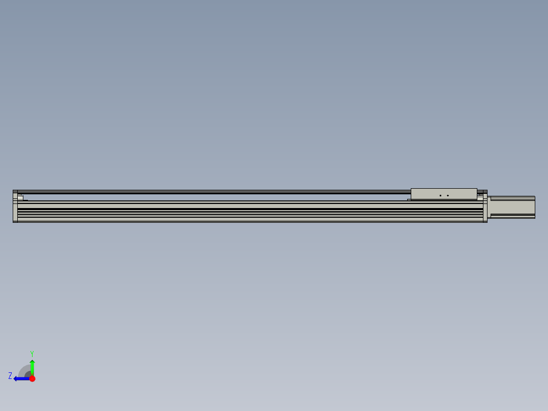 178同步带模组型材滑台模组线性滑台直线电机模组3d图纸右视图
