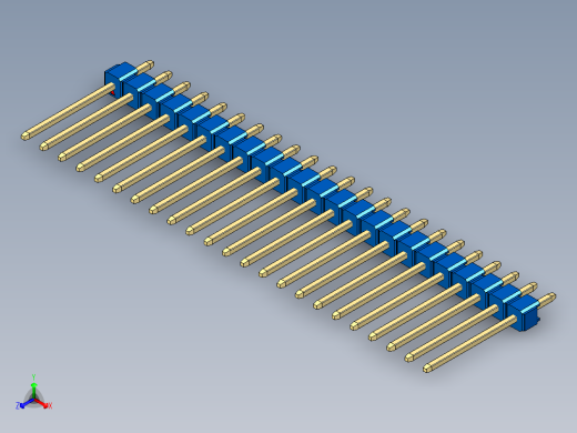 彩色公头100mil（2.54mm）系列-DS1021_blue_1x23p_100mil_Type5_rev1.0正等轴测缩略图