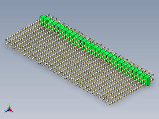 彩色公头100mil（2.54mm）系列-DS1021_green_2x29p_100mil_Type43_rev1.0正等轴测缩略图