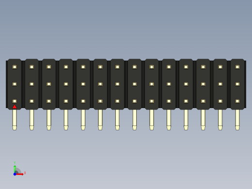 彩色公排针 100mil 2.54mm 系列-DS1022_black_3x14p_100mil_TypeD_rev1.0前视缩略图