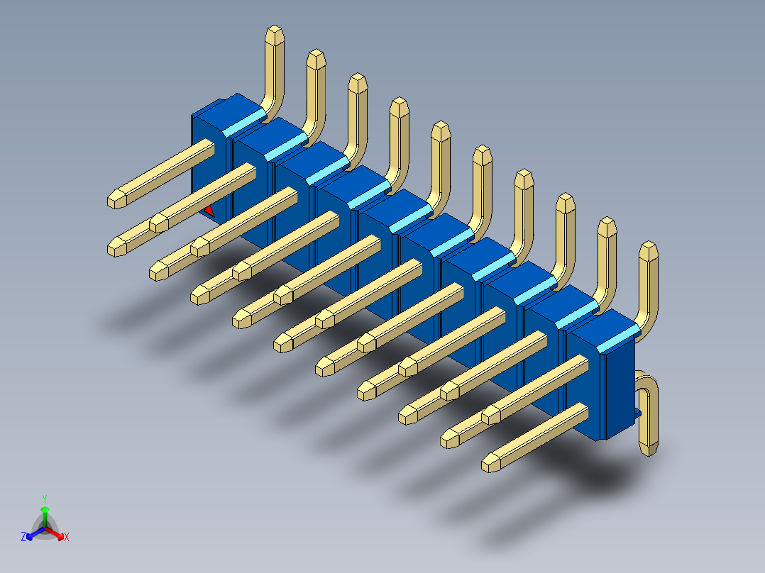 彩色公排针 100mil 2.54mm 系列-DS1022_blue_20p_100mil_TypeSMT_rev1.0主视图
