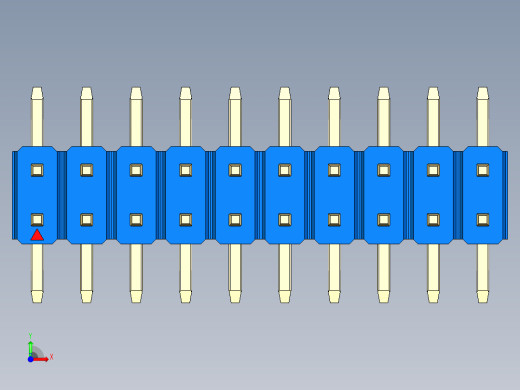 彩色公排针 100mil 2.54mm 系列-DS1022_blue_20p_100mil_TypeSMT_rev1.0前视缩略图