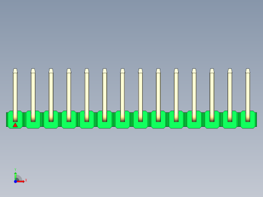 彩色公排针 100mil 2.54mm 系列-DS1022_green_14p_100mil_TypeU_rev1.0前视缩略图