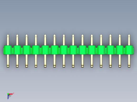 彩色公排针 100mil 2.54mm 系列-DS1022_green_14p_100mil_TypeU_rev1.0俯视缩略图
