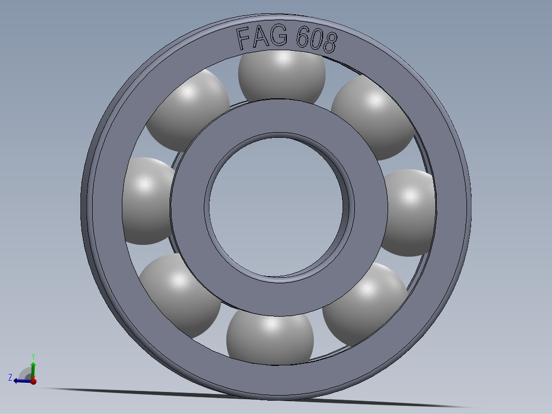 滚珠轴承-FAG BALL BEARING 608 8x22x7.SLDPRT