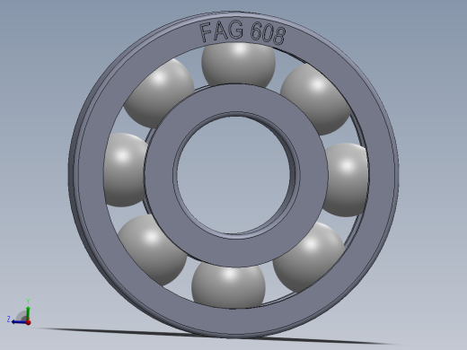 滚珠轴承-FAG BALL BEARING 608 8x22x7.SLDPRT