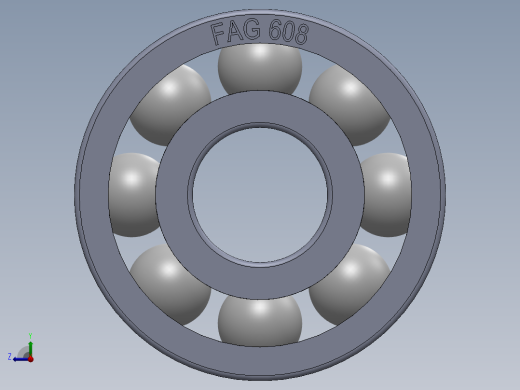 滚珠轴承-FAG BALL BEARING 608 8x22x7.SLDPRT右视缩略图