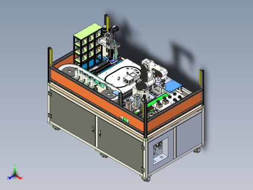 工业机器人教学实训综合实训台完整三维模型含机械手振动盘AGV小车