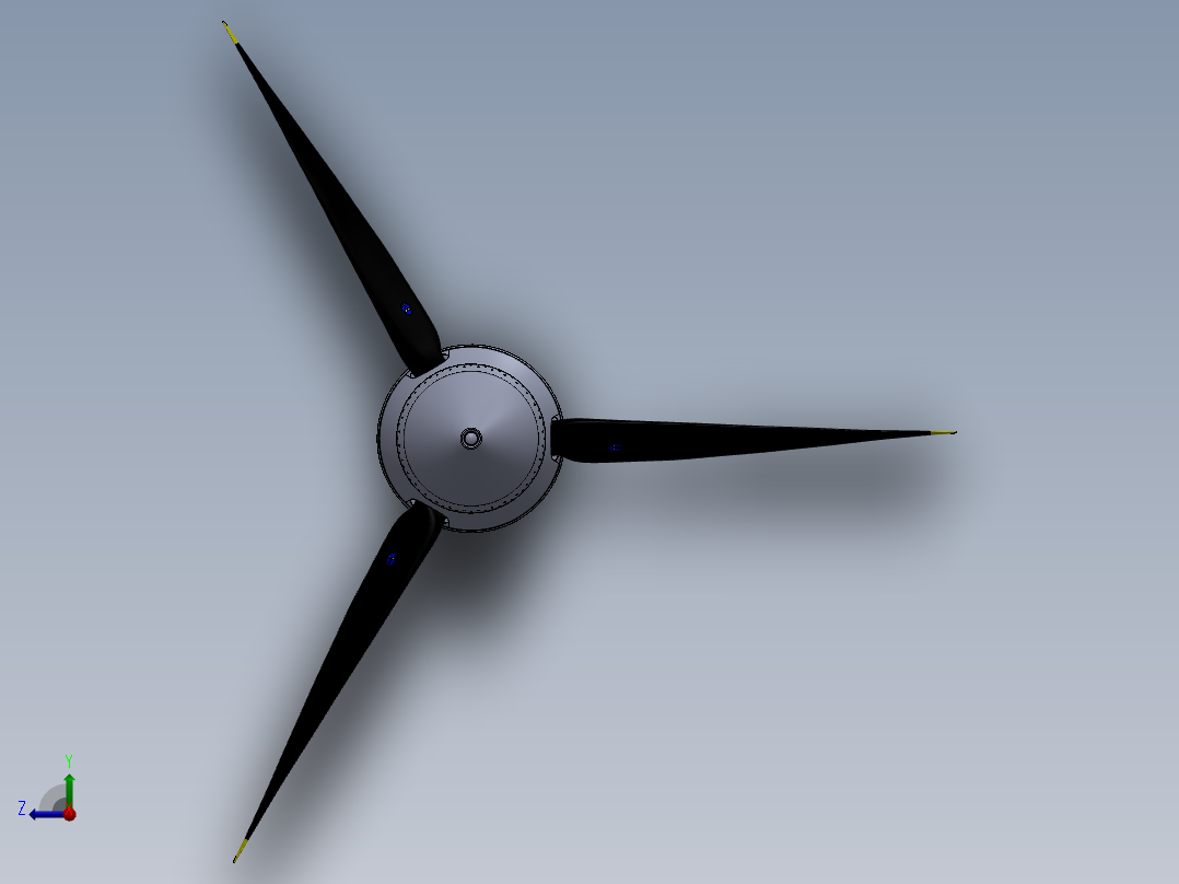 3和4叶片螺旋桨组件右视图