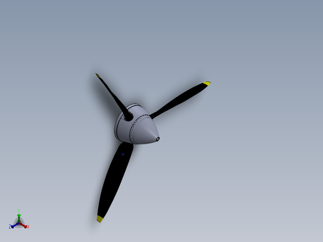 3和4叶片螺旋桨组件正等轴测图