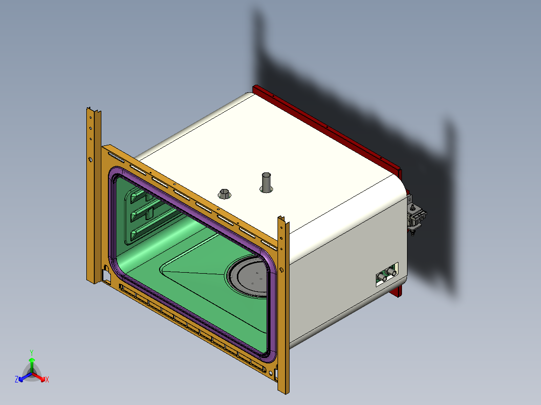 嵌入式蒸烤箱creo8正等轴测图