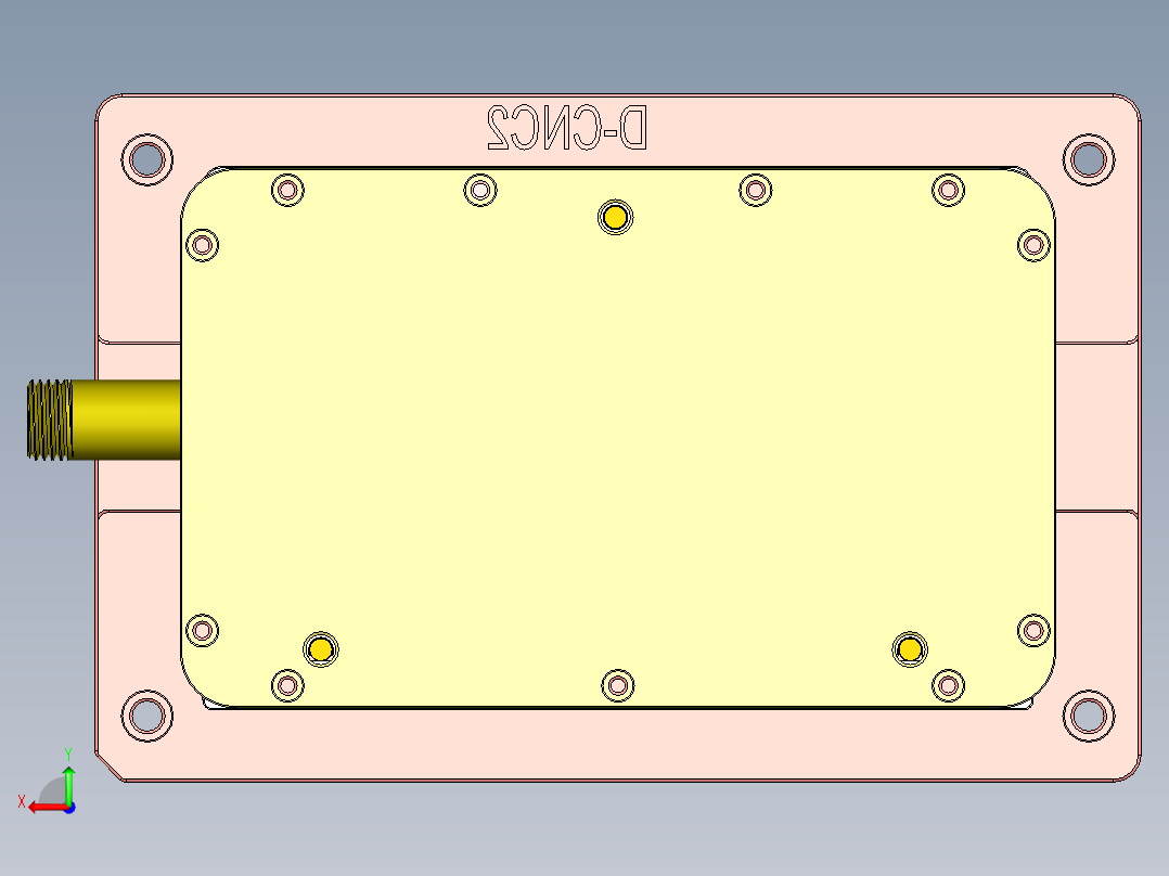 一款电脑D壳铣外观面工装治具模型后视图