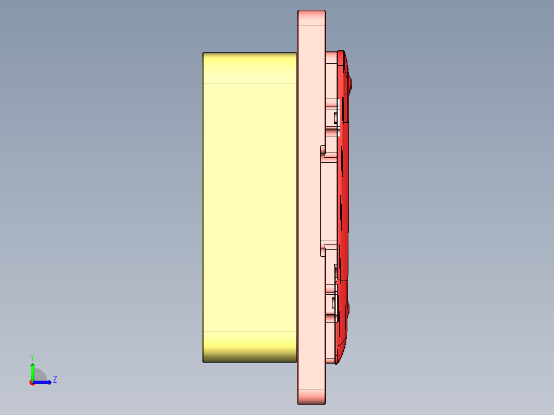 一款电脑D壳铣外观面工装治具模型左视图