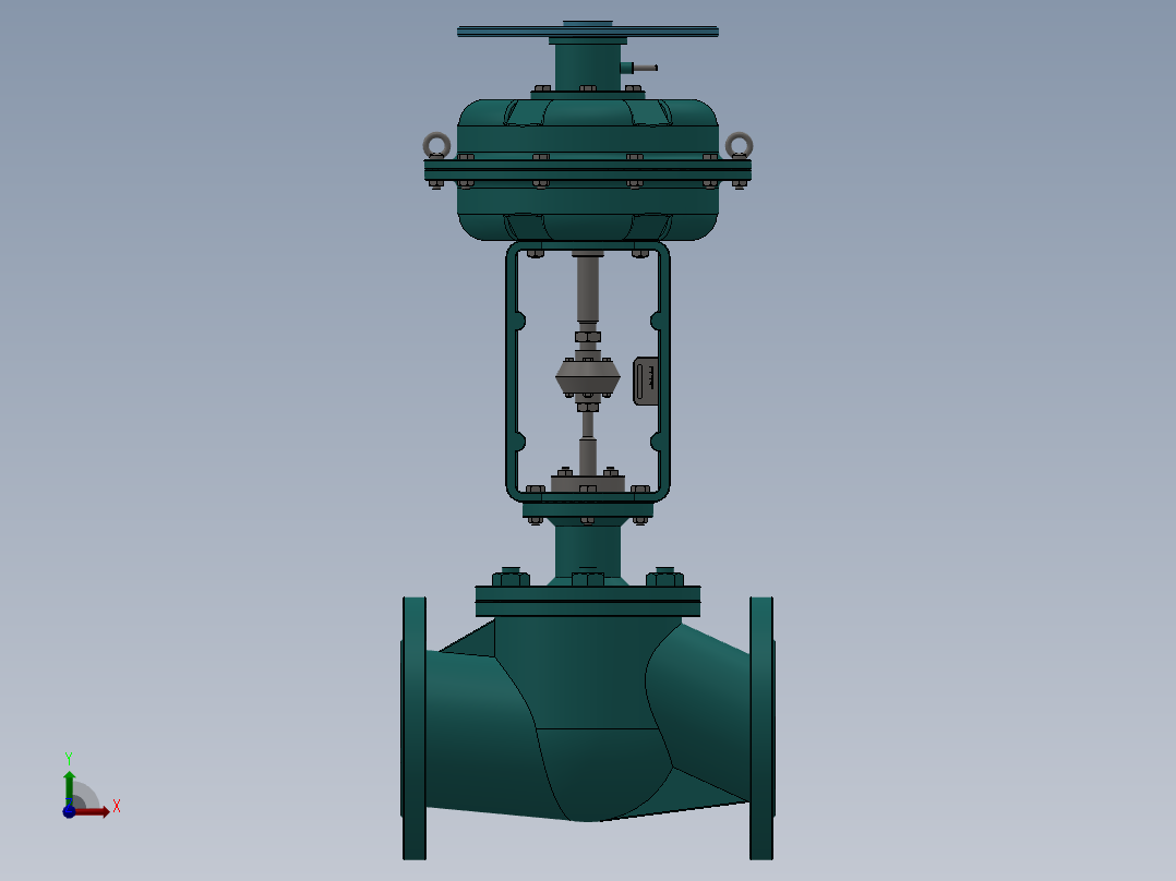 5款气动薄膜单座（套筒）调节阀（散热型）前视图