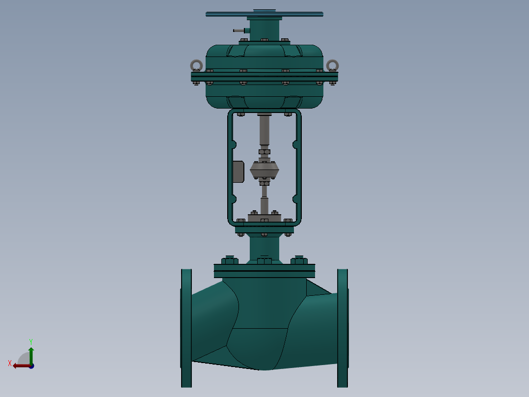 5款气动薄膜单座（套筒）调节阀（散热型）后视图