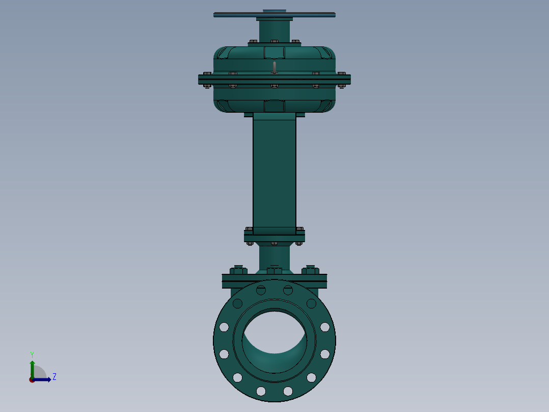 5款气动薄膜单座（套筒）调节阀（散热型）左视图