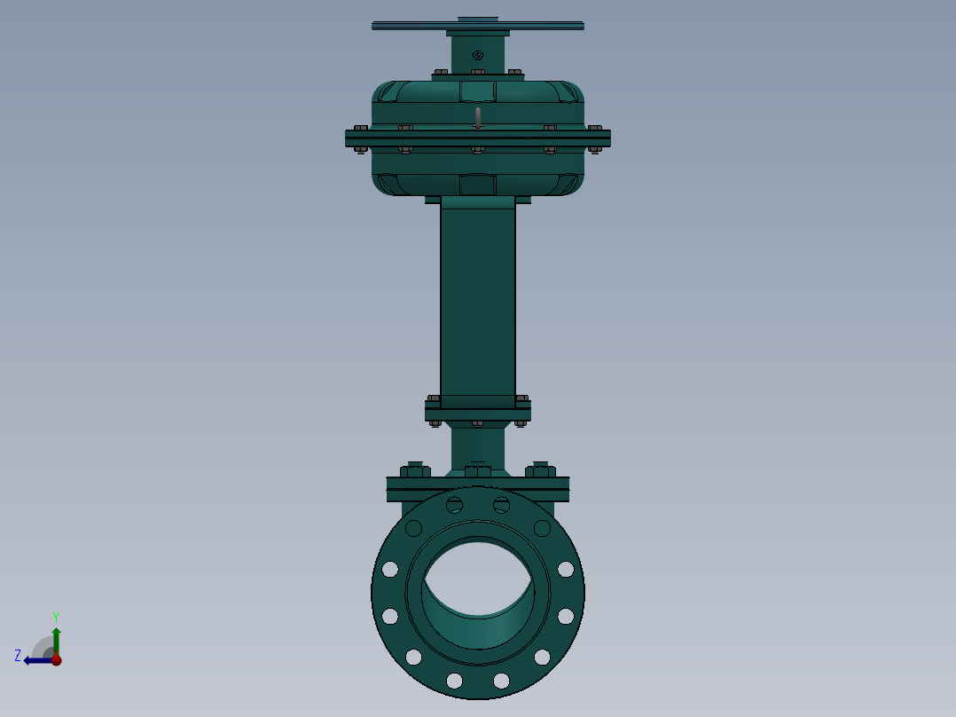 5款气动薄膜单座（套筒）调节阀（散热型）右视图