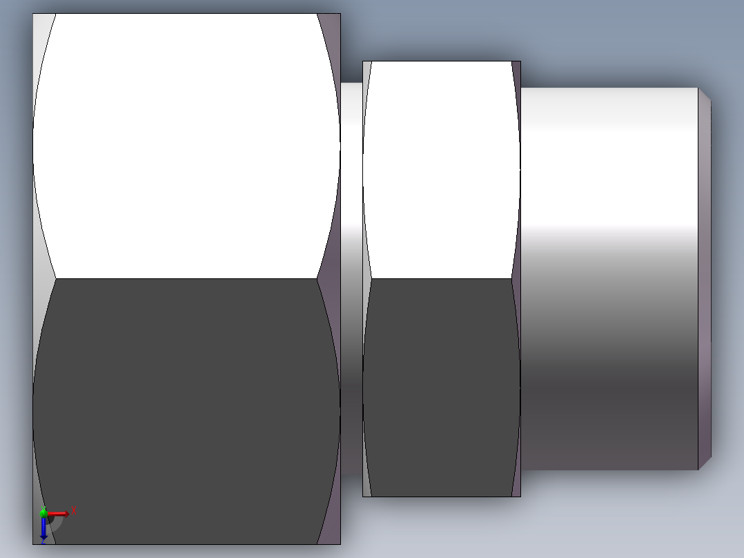 直通变径接头、2D-36-42俯视图
