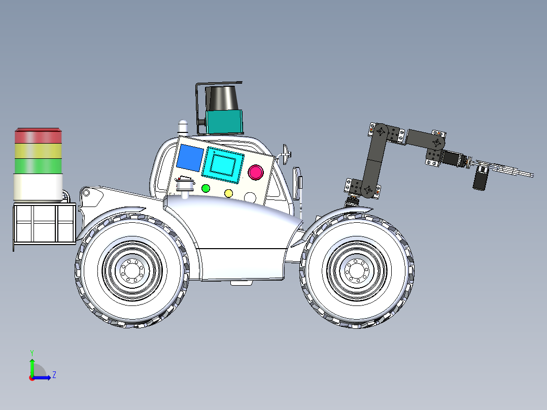 野外无人驾驶小车模拟左视图