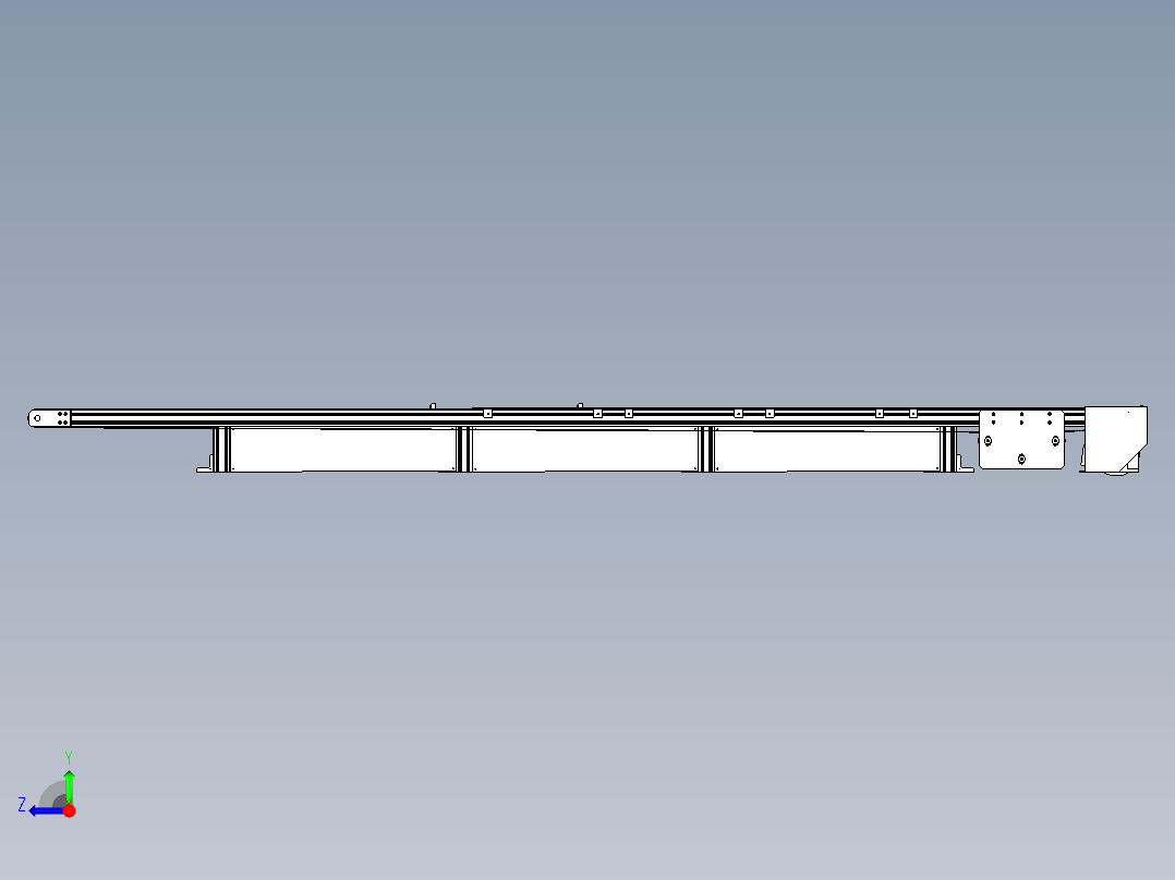双轨道皮带输送线设计右视图