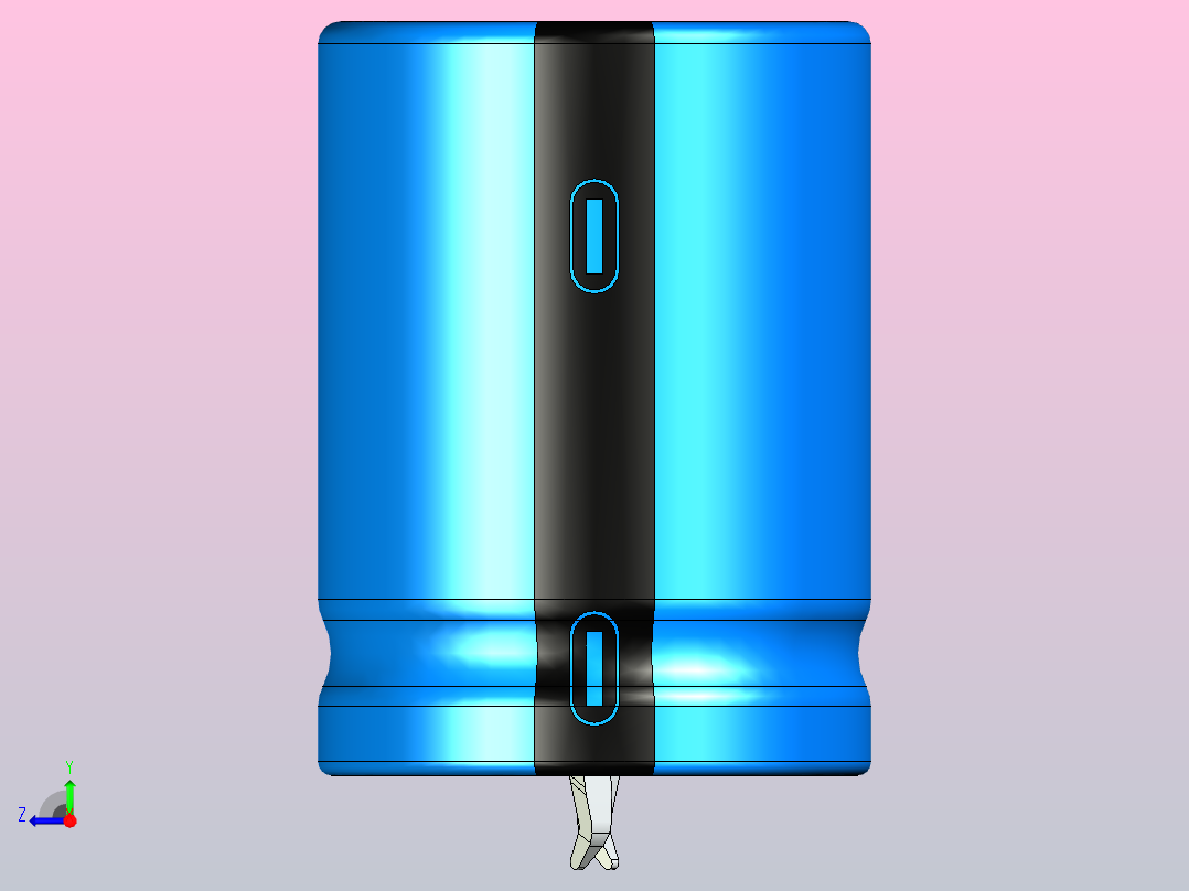 22 x 30蓝黑底片电解电容器右视图