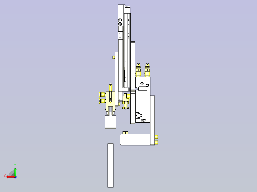一款3位装载机构(不同行程)3D模型后视图