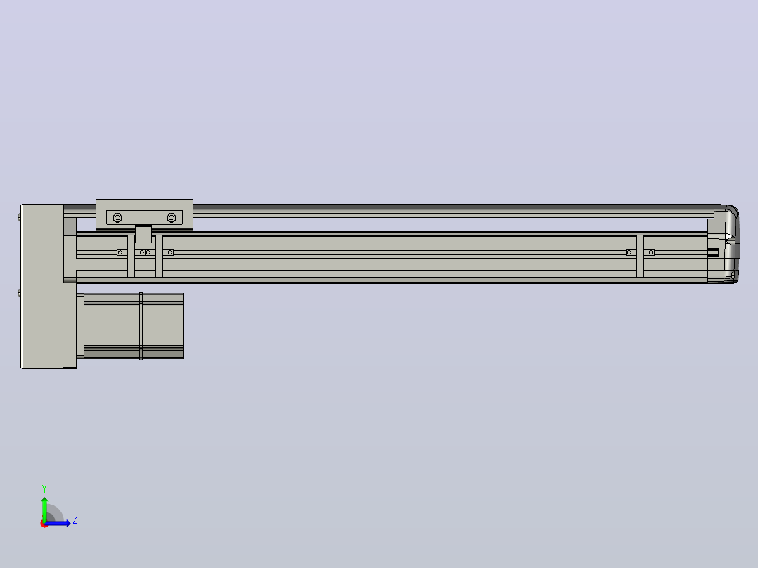 SYS13-450-BM-200W滚珠花健、支撑座、滚珠丝杠、交叉导轨、直线模组左视图