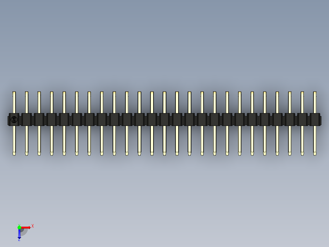 彩色公排针 100mil 2.54mm 系列-DS1022_black_2x25p_100mil_TypeD_rev1.0俯视图