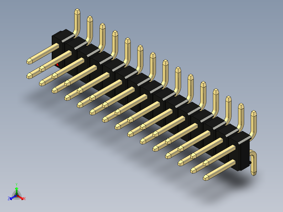 彩色公排针 100mil 2.54mm 系列-DS1022_black_30p_100mil_TypeSMT_rev1.0主视图