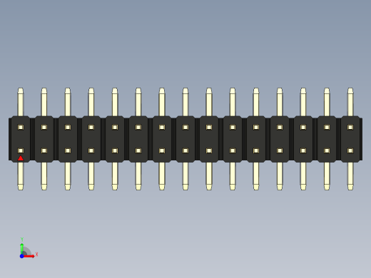 彩色公排针 100mil 2.54mm 系列-DS1022_black_30p_100mil_TypeSMT_rev1.0前视缩略图
