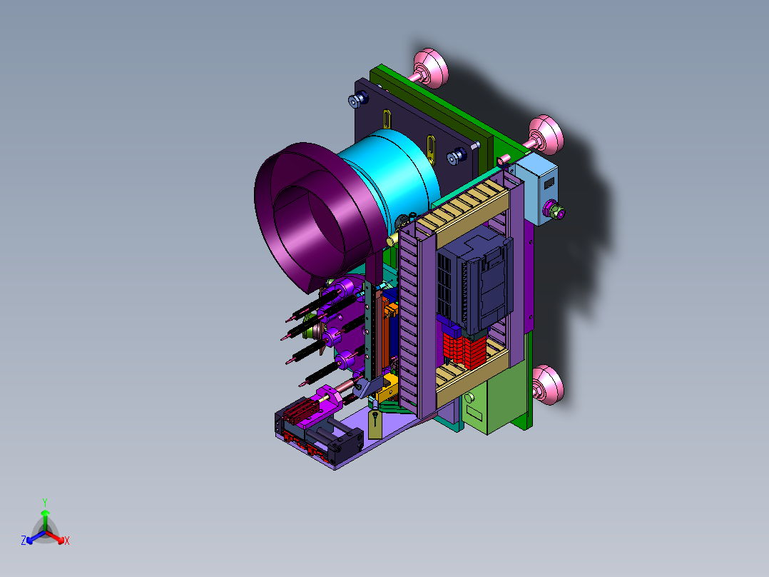 无序垫片自动化堆叠设备正等轴测图
