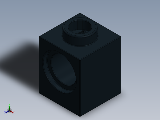 乐高机械组积木（横梁）-654126 Black Technic Brick 1 x 1 with Hole正等轴测缩略图