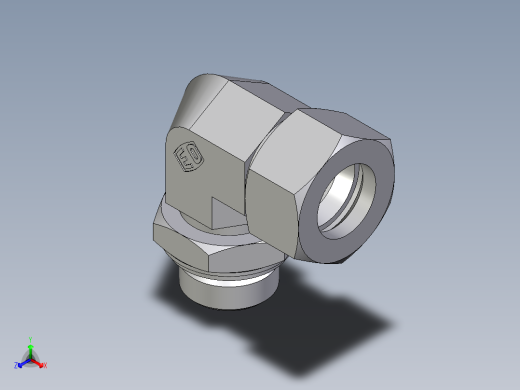 卡套式工业通用硬管接头EO_Adjustable_Locknut_elbow_WEE22ZLRCF正等轴测缩略图