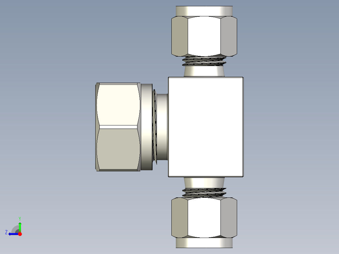 不锈钢升降式止回阀，0.30 Cv，1-4英寸。世伟洛克卡套管接头右视图