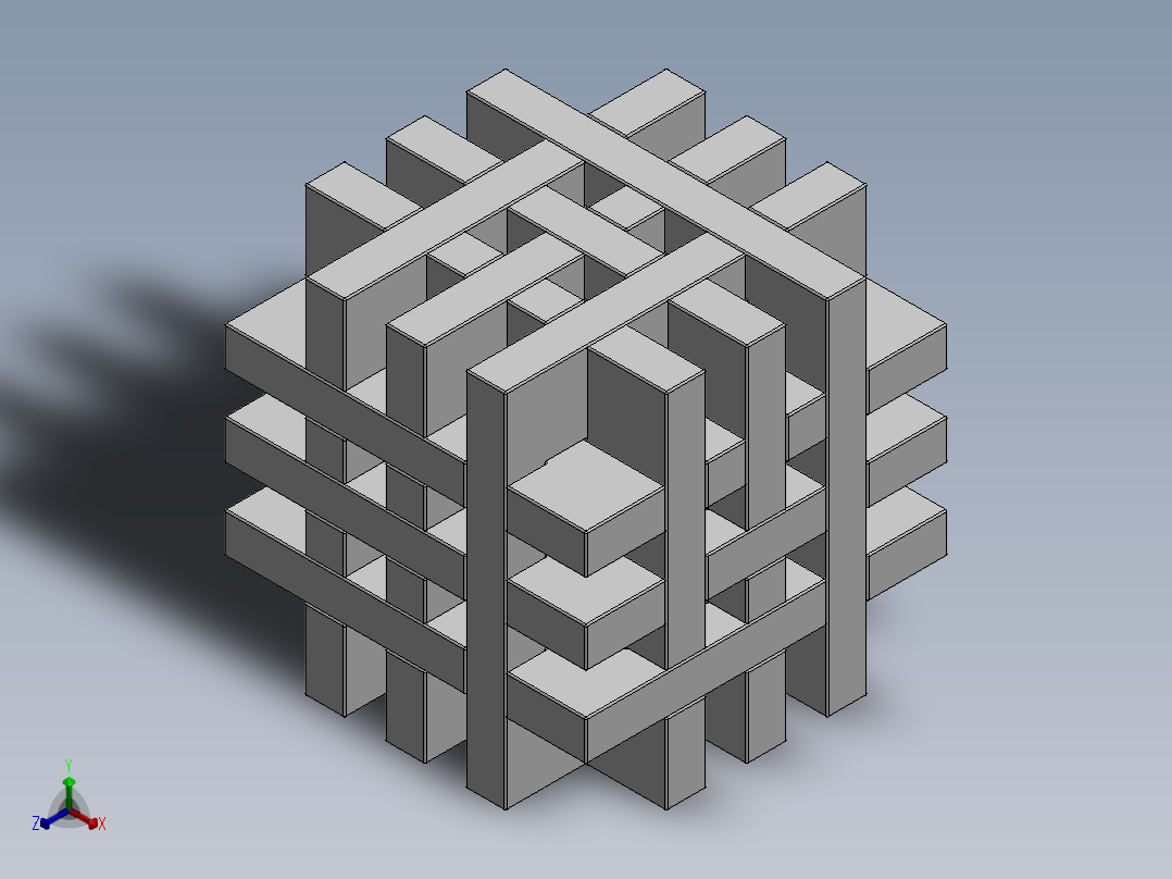 鲁班锁孔明锁立方体拼装玩具正等轴测图