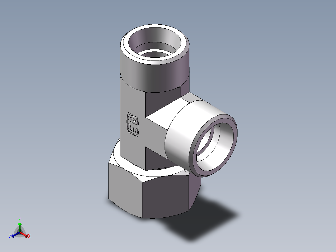 CC+CD 三通组合接头、CD-30正等轴测图