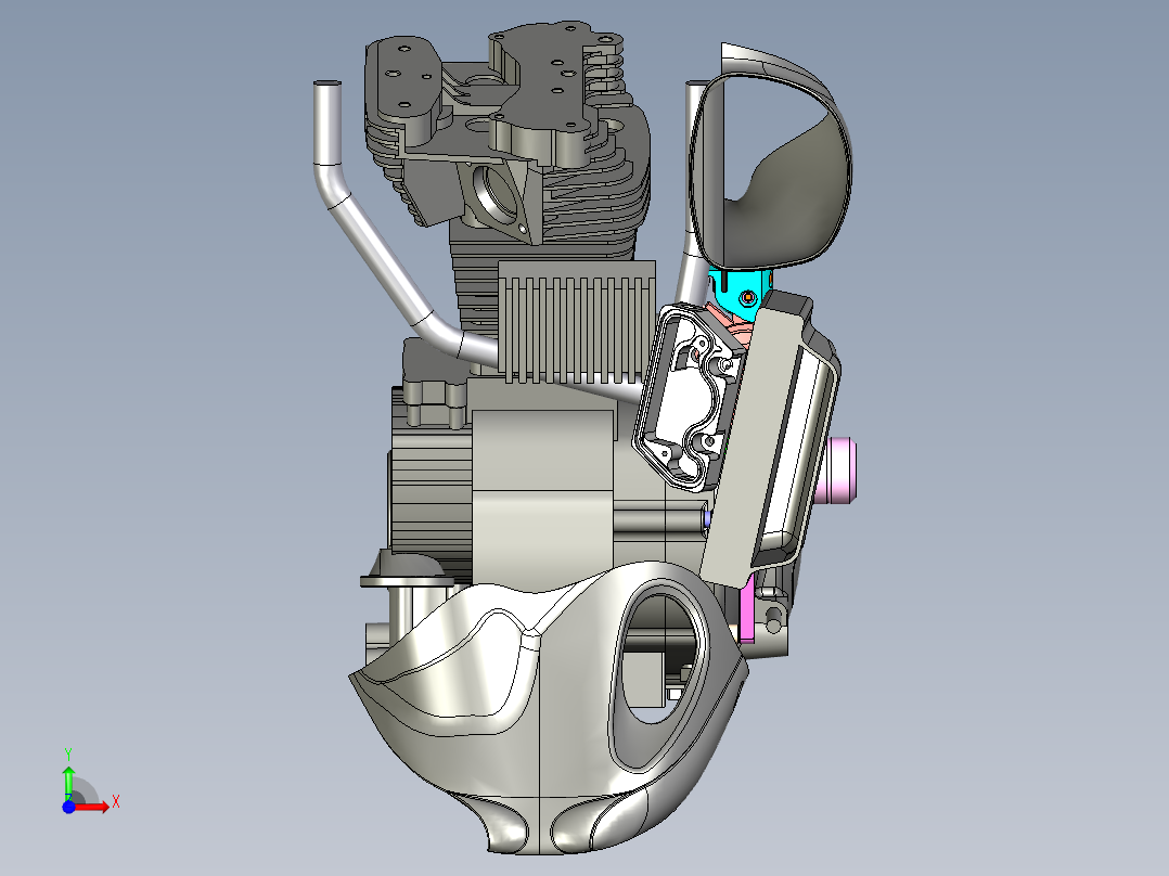 喇叭罩安装 +T-Rex 车架滑块左侧前视图