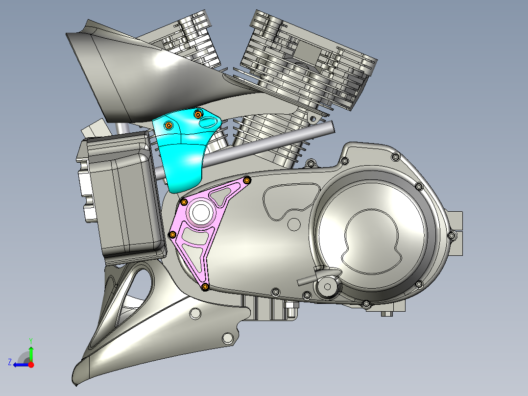 喇叭罩安装 +T-Rex 车架滑块左侧右视图