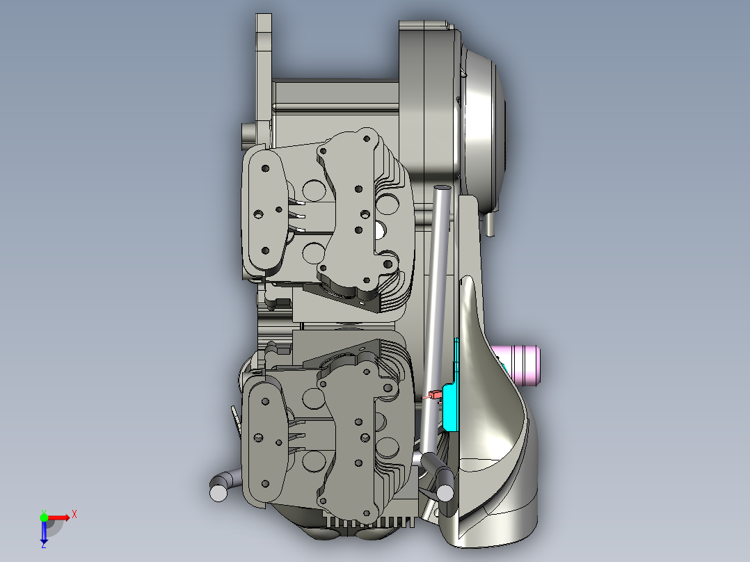 喇叭罩安装 +T-Rex 车架滑块左侧俯视图