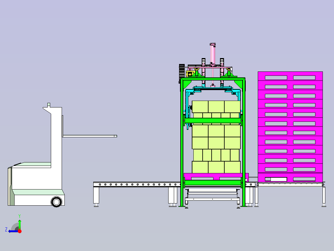 纸箱自动化码垛线设计右视图