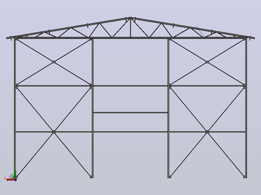 钢结构厂房15x20x9m钢结构后视图