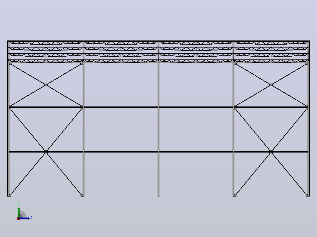 钢结构厂房15x20x9m钢结构左视图