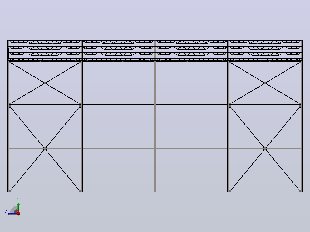 钢结构厂房15x20x9m钢结构右视图