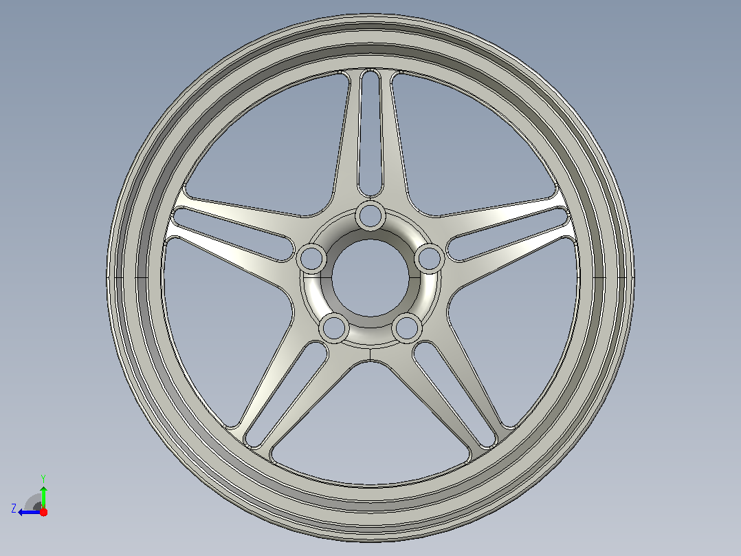 汽车轮辋 17 英寸 CAD 模型右视图